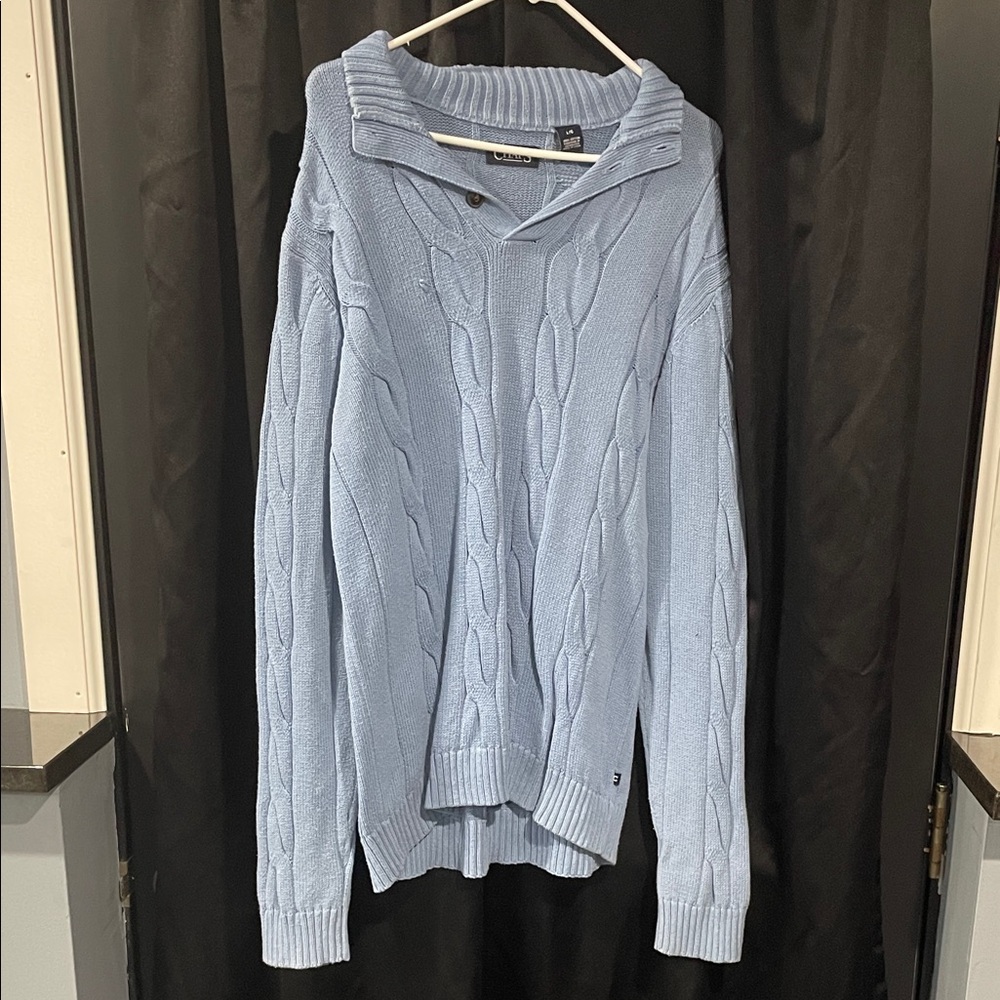 Chaps Sky Blue Cable Knit Sweater